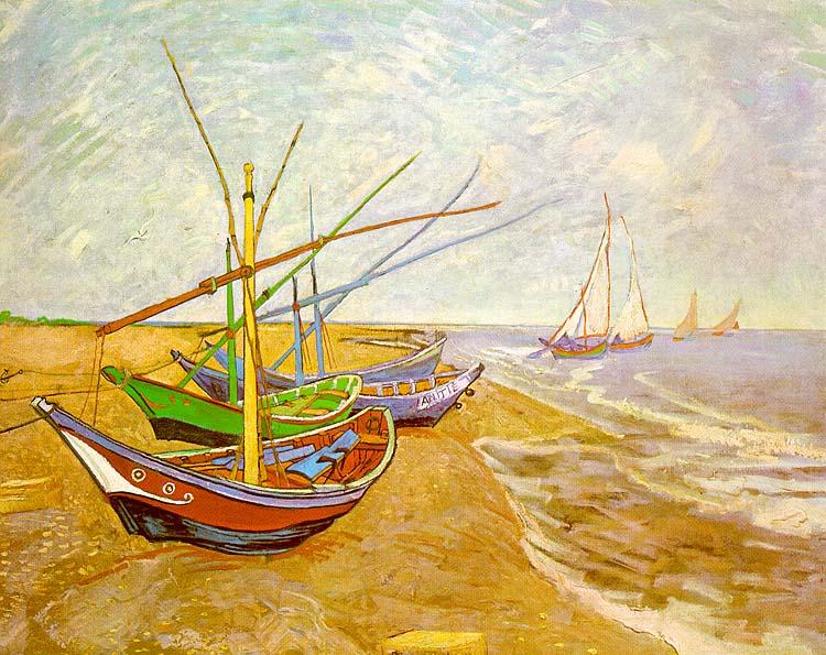 Vincent Van Gogh Fishing Boats on the Beach at Saintes-Maries Sweden oil painting art